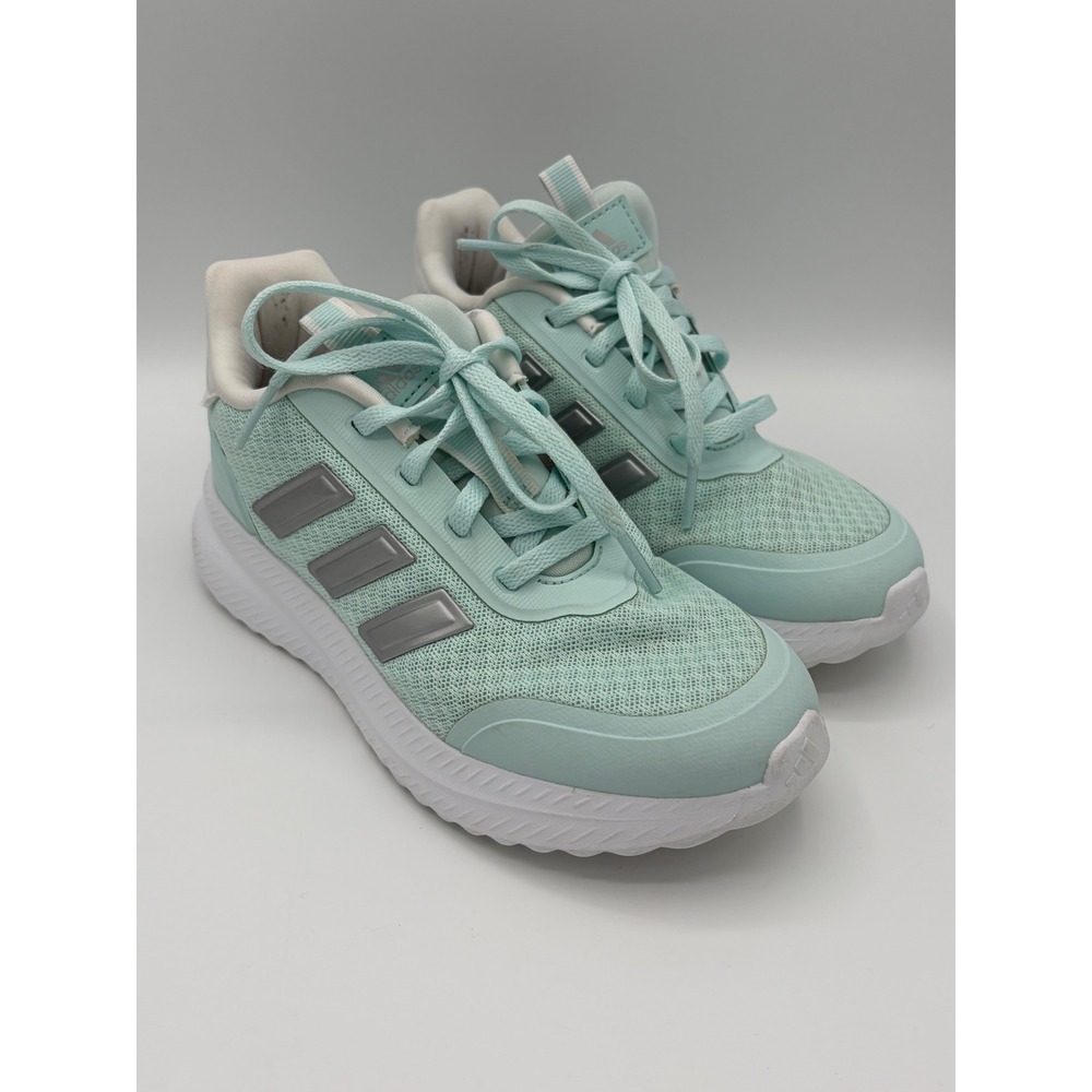 Adidas Cloudfoam Kids Mint Green Silver Running Shoes JI1261 Size 2 US